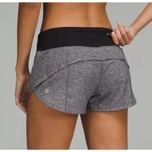 Lululemon Women's Sz 6 Speed Up Heather Lux Mid Rise Black Shorts 4" Inseam